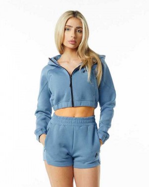 Dámské Bundy Alphalete ELMTS Full-Zip Crop Blankyt | CZ-506471