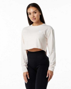 Dámské Košile S Dlouhým Rukávem Alphalete Dynasty LS Crop Růžové | CZ-874213