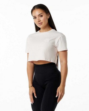 Dámské Košile S Krátkým Rukávem Alphalete Dynasty Crop Růžové | CZ-760523