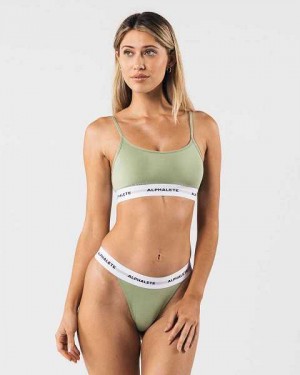 Dámské Sportovní Podprsenka Alphalete Acute Cami Bralette Zelene | CZ-961340