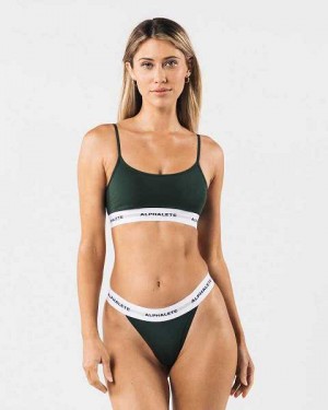 Dámské Sportovní Podprsenka Alphalete Acute Cami Bralette Zelene | CZ-401352