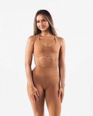 Dámské Sportovní Podprsenka Alphalete Amplify Contour Hnědé | CZ-269307