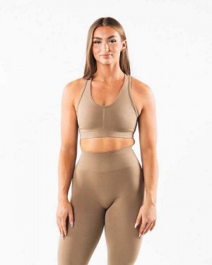 Dámské Sportovní Podprsenka Alphalete Amplify Hnědé | CZ-648270