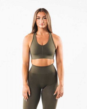 Dámské Sportovní Podprsenka Alphalete Amplify Zelene | CZ-850294