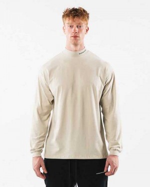 Pánské Košile S Dlouhým Rukávem Alphalete Brushed Core Mock Neck LS Hnědé | CZ-560912
