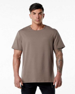 Pánské Košile S Krátkým Rukávem Alphalete Classic Hnědé | CZ-194608