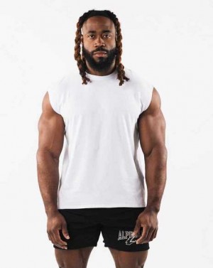 Pánské Tílko Alphalete Brushed Wolf Head Muscle Bílé | CZ-078945