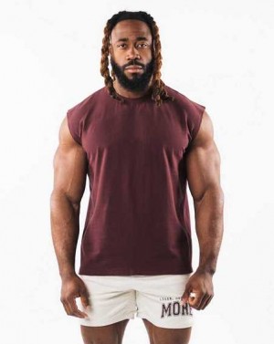 Pánské Tílko Alphalete Brushed Wolf Head Muscle Červené | CZ-157694