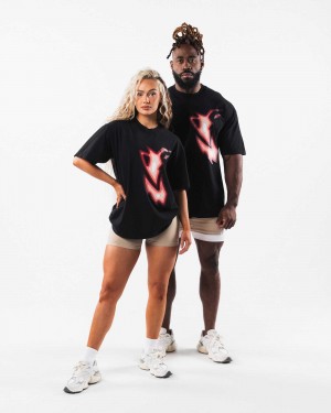 Unisex Košile S Krátkým Rukávem Alphalete Heatmap Černé | CZ-478365