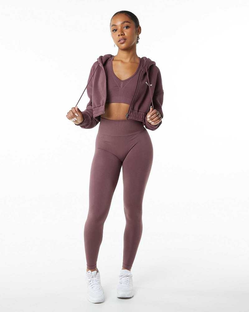 Dámské Bundy Alphalete Classic Capital Full-Zip Crop Červené | CZ-473268