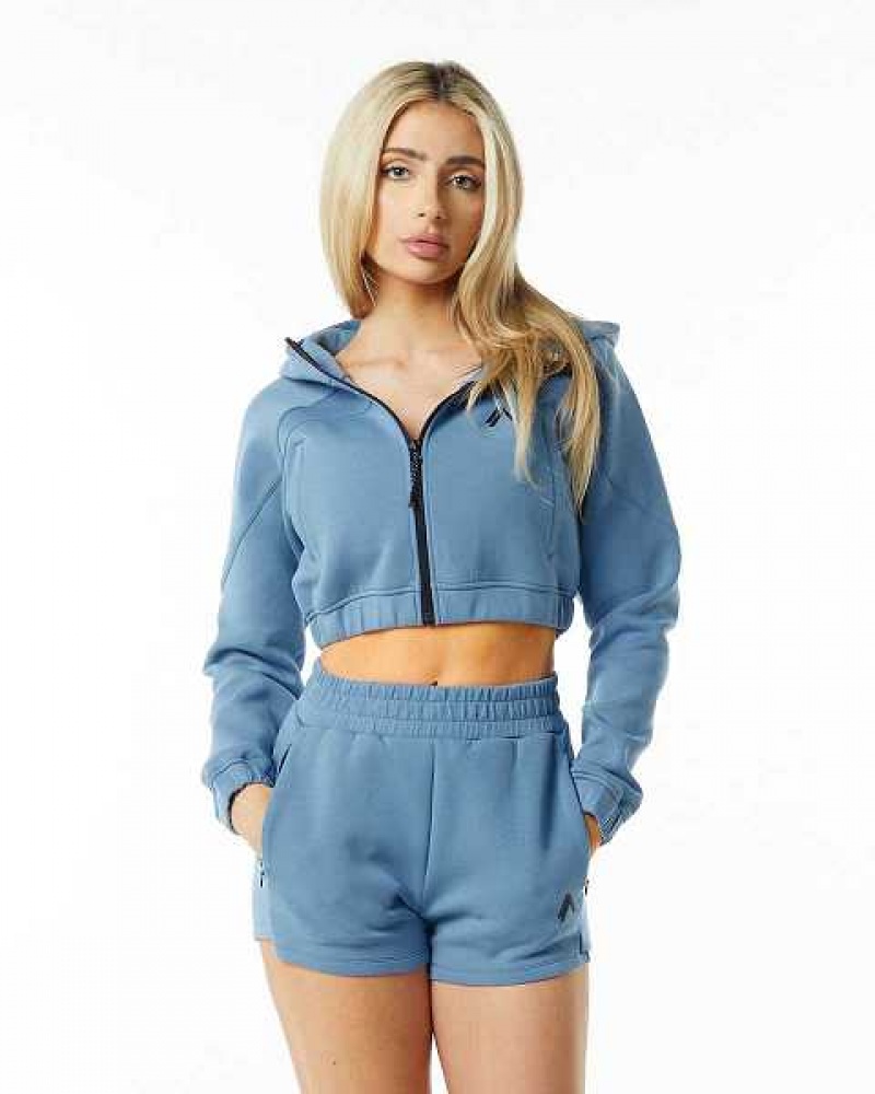Dámské Bundy Alphalete ELMTS Full-Zip Crop Blankyt | CZ-506471