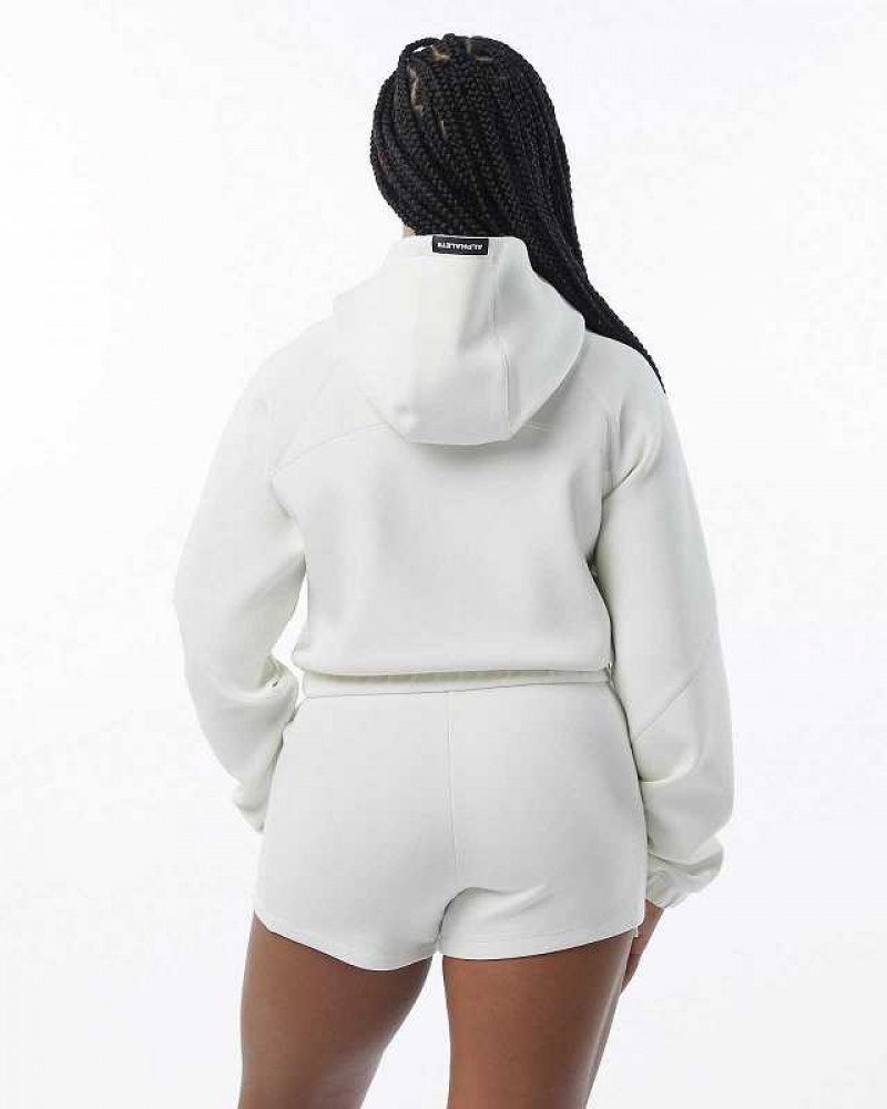 Dámské Bundy Alphalete ELMTS Full-Zip Crop Bílé | CZ-817654
