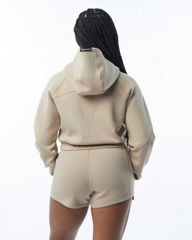 Dámské Bundy Alphalete ELMTS Full-Zip Crop Hnědé | CZ-746295