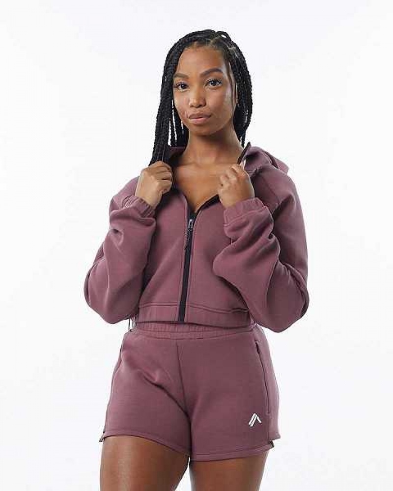 Dámské Bundy Alphalete ELMTS Full-Zip Crop Fialové | CZ-391075