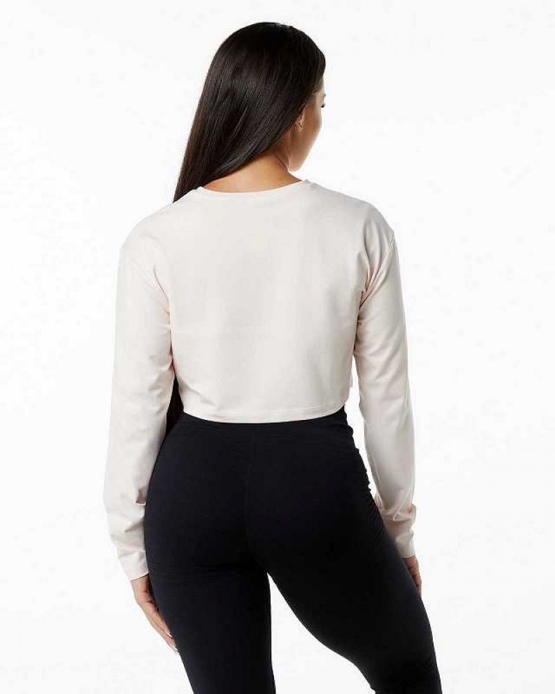 Dámské Košile S Dlouhým Rukávem Alphalete Dynasty LS Crop Růžové | CZ-874213