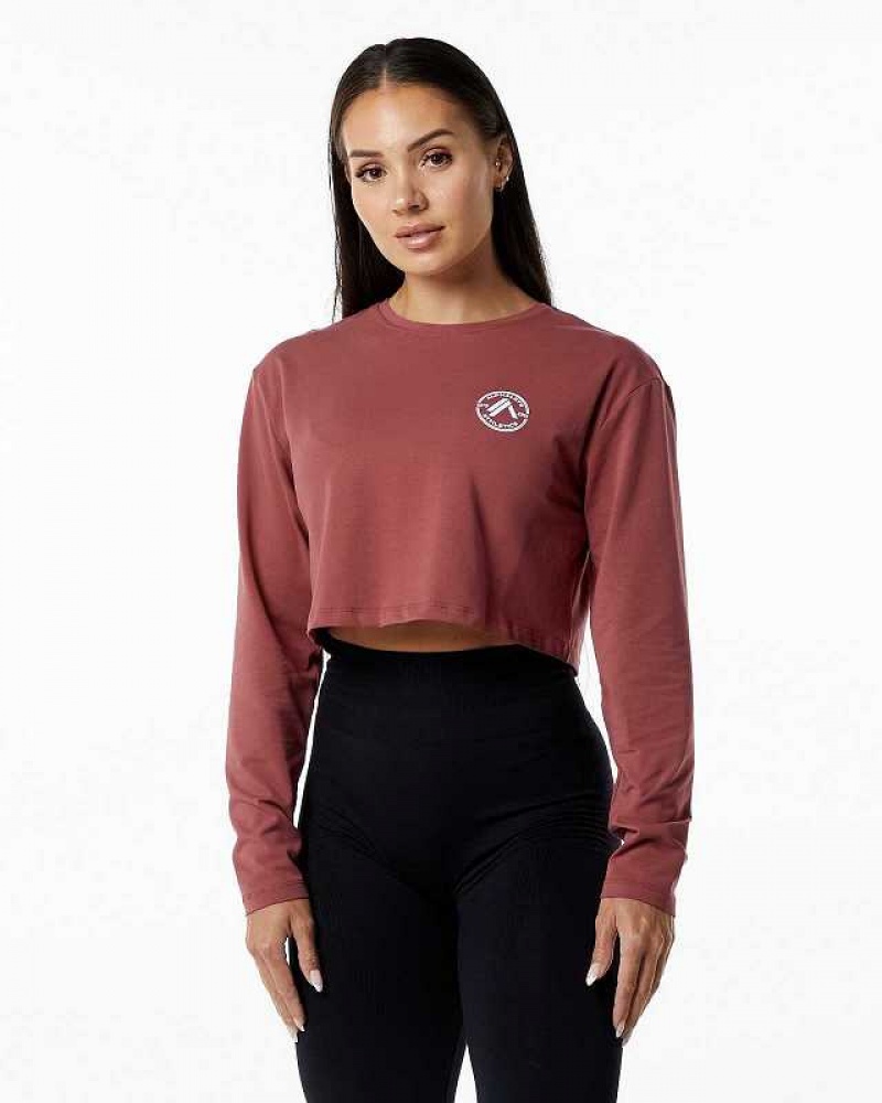 Dámské Košile S Dlouhým Rukávem Alphalete Dynasty LS Crop Červené | CZ-724091