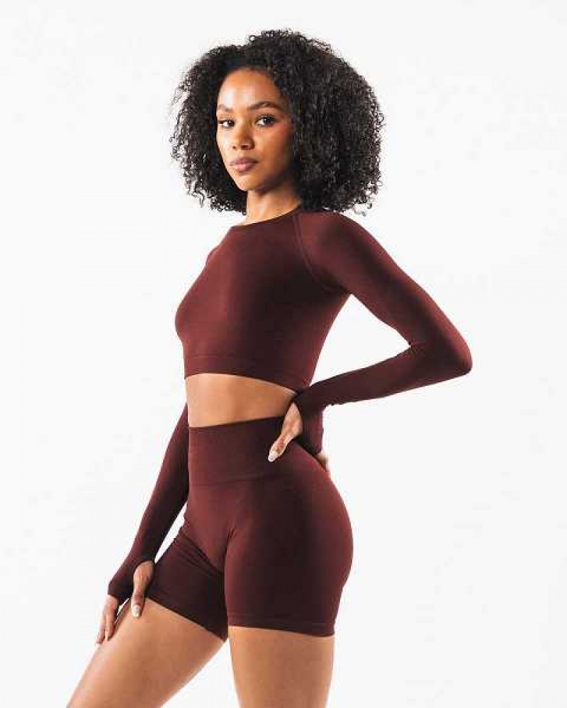 Dámské Košile S Dlouhým Rukávem Alphalete Stratus LS Crop Červené | CZ-736892