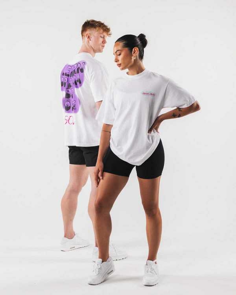 Dámské Košile S Krátkým Rukávem Alphalete Graffiti Bílé | CZ-369702