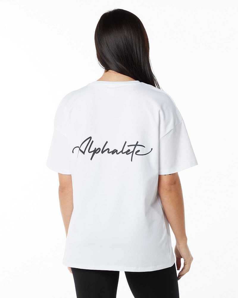 Dámské Košile S Krátkým Rukávem Alphalete Signature Oversized Černé | CZ-463702