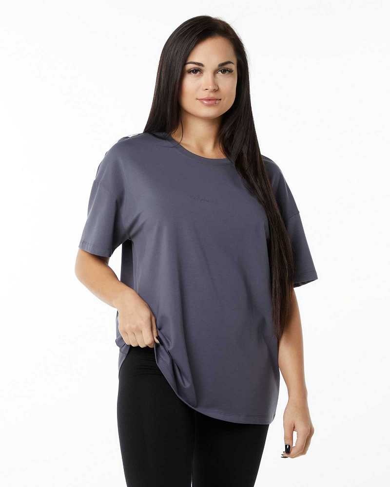 Dámské Košile S Krátkým Rukávem Alphalete Signature Oversized Fialové | CZ-179534