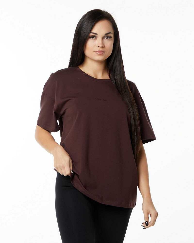 Dámské Košile S Krátkým Rukávem Alphalete Signature Oversized Červené | CZ-156879