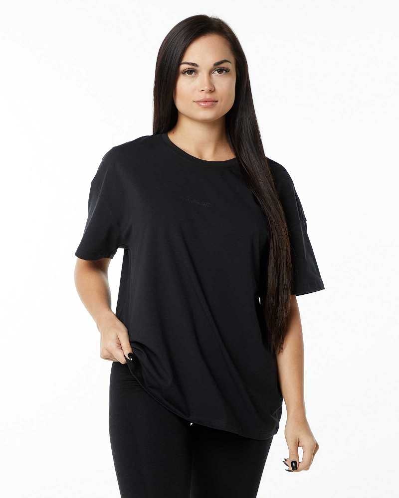 Dámské Košile S Krátkým Rukávem Alphalete Signature Oversized Černé | CZ-912840