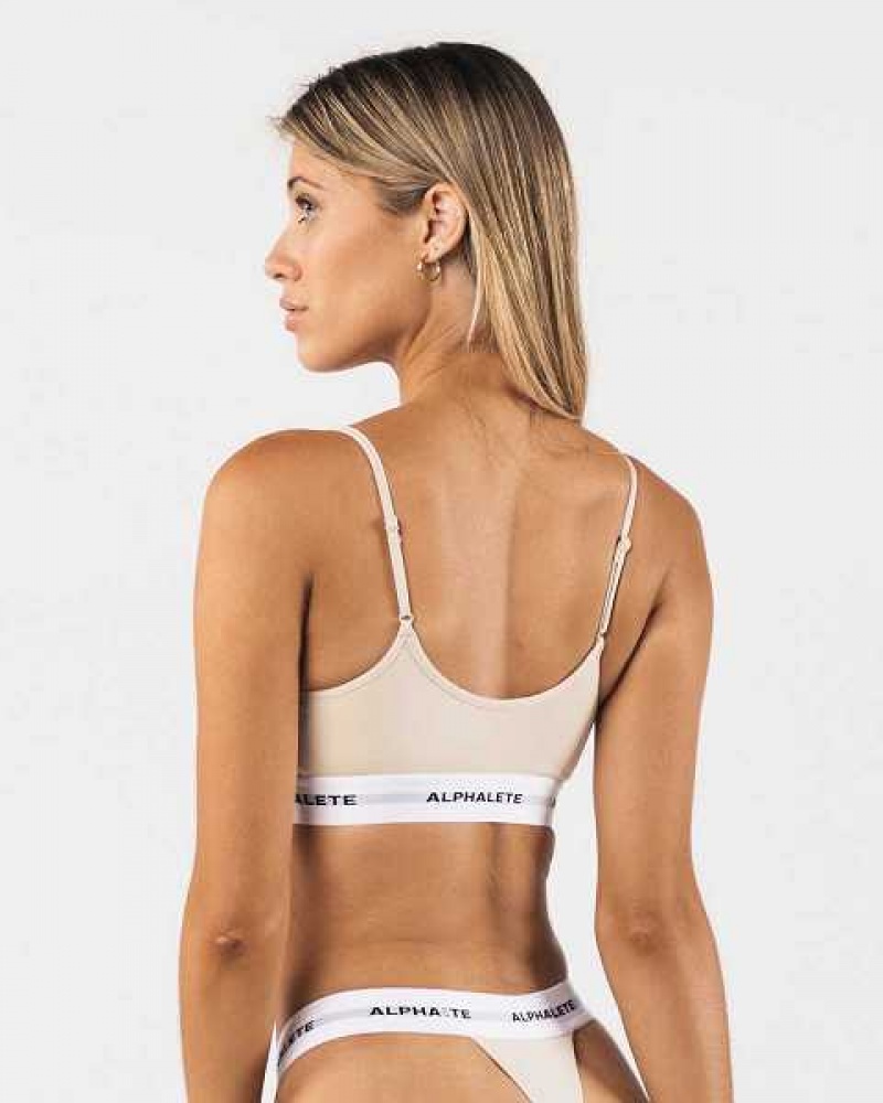 Dámské Sportovní Podprsenka Alphalete Acute Cami Bralette Hnědé | CZ-309685