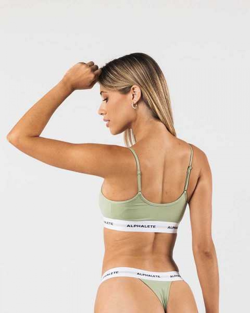 Dámské Sportovní Podprsenka Alphalete Acute Cami Bralette Zelene | CZ-961340