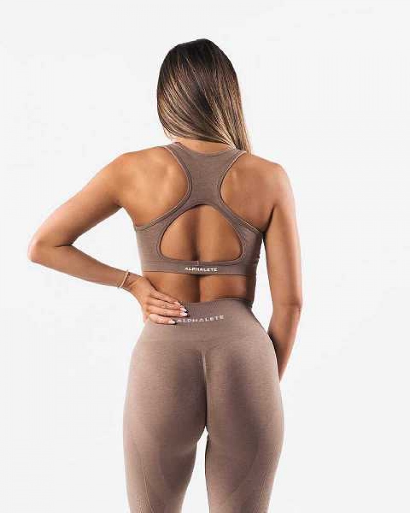 Dámské Sportovní Podprsenka Alphalete Amplify Contour Hnědé | CZ-708439