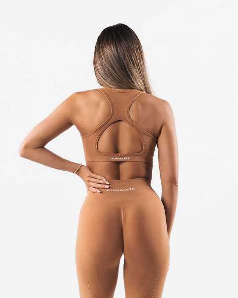 Dámské Sportovní Podprsenka Alphalete Amplify Contour Hnědé | CZ-269307