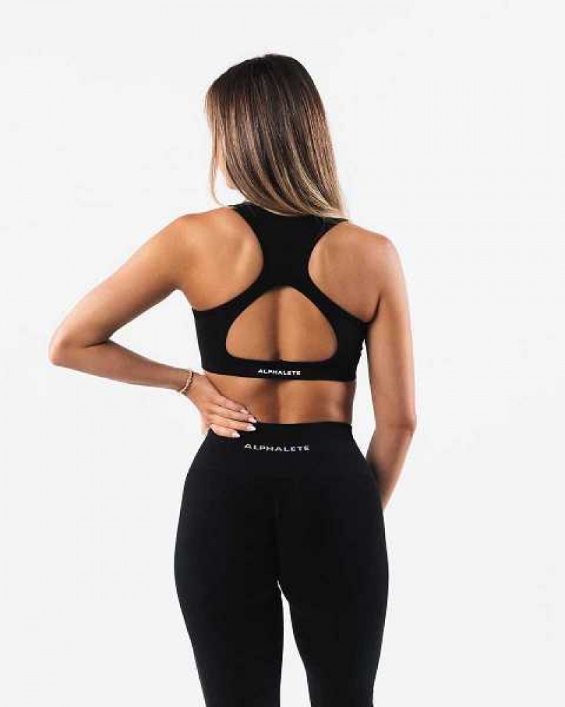Dámské Sportovní Podprsenka Alphalete Amplify Contour Černé | CZ-610932