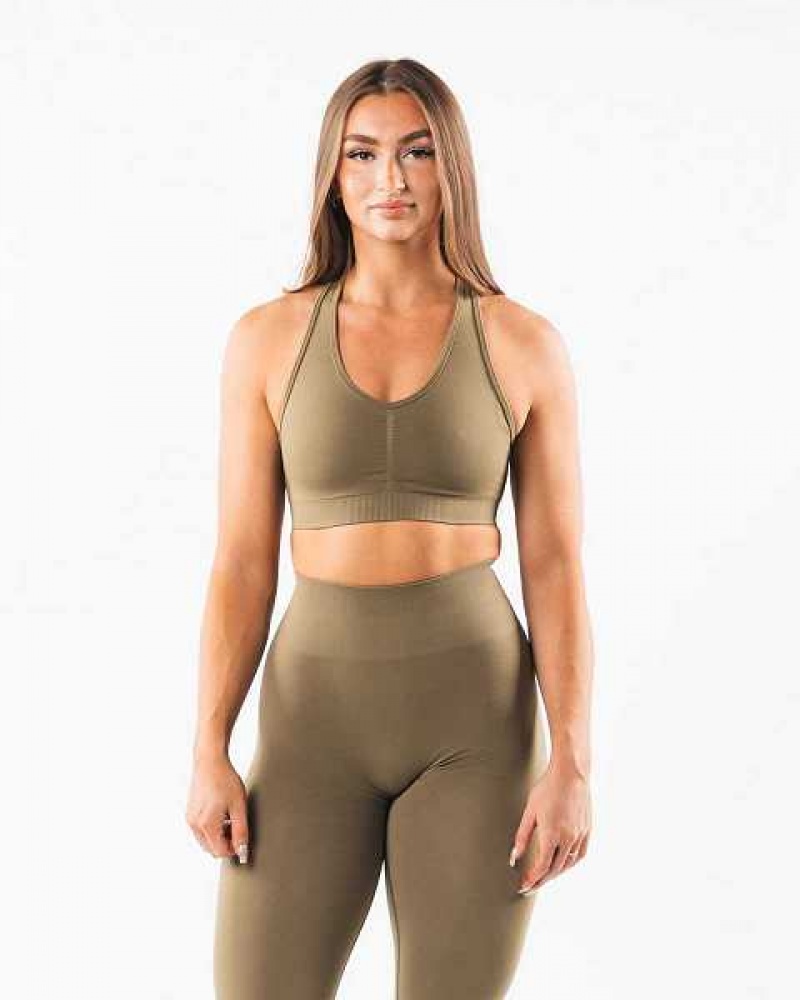 Dámské Sportovní Podprsenka Alphalete Amplify Zelene | CZ-284506