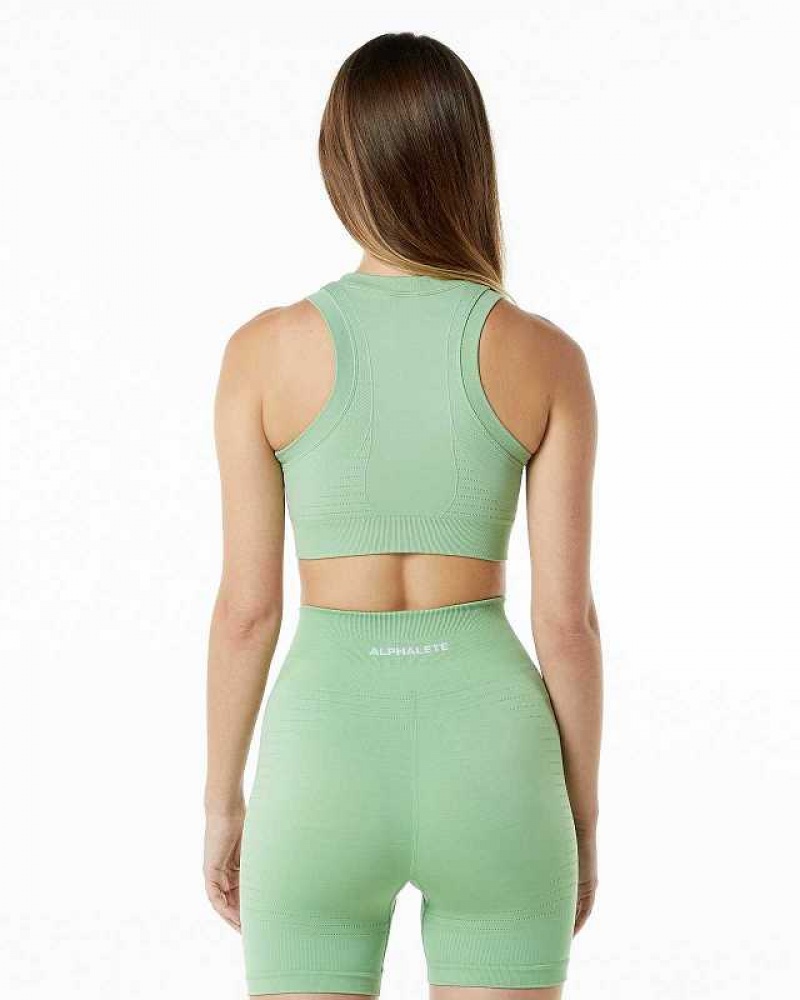 Dámské Sportovní Podprsenka Alphalete Ozone Crop Zelene | CZ-489502