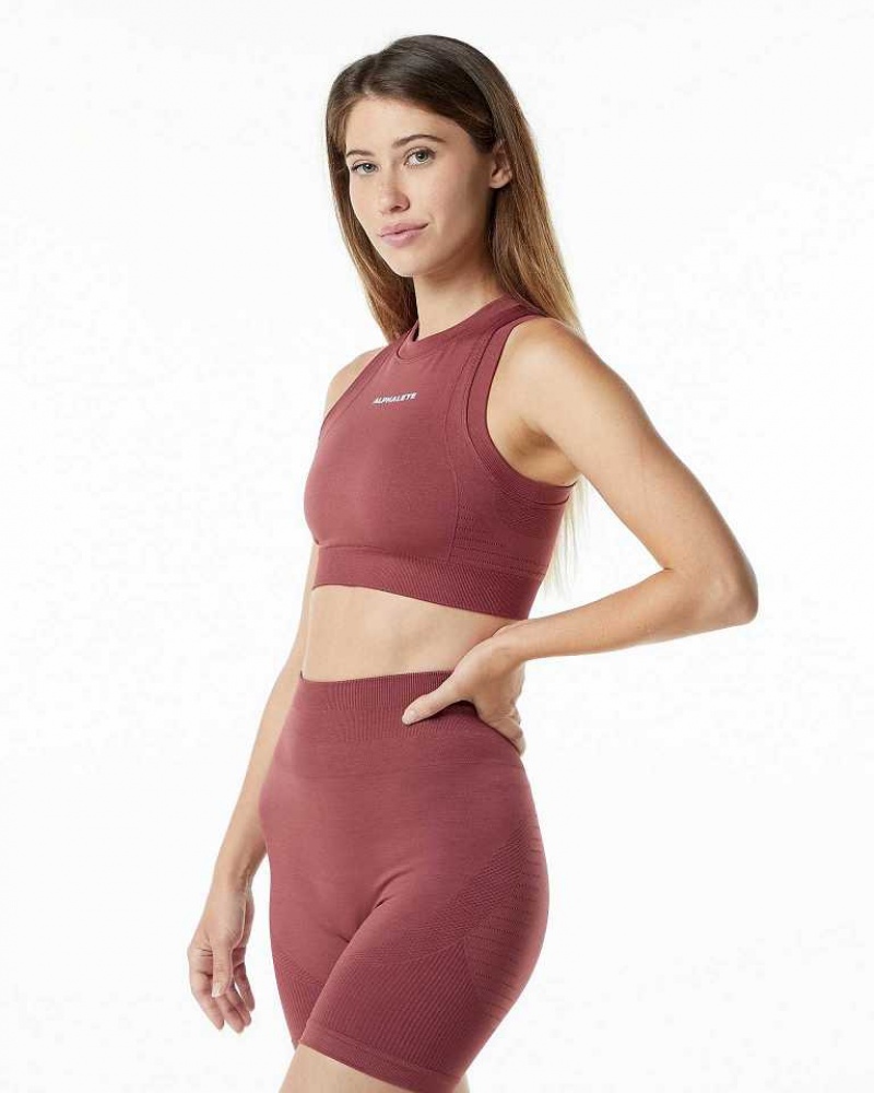 Dámské Sportovní Podprsenka Alphalete Ozone Crop Červené | CZ-435068