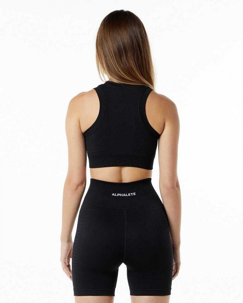 Dámské Sportovní Podprsenka Alphalete Ozone Crop Černé | CZ-951067