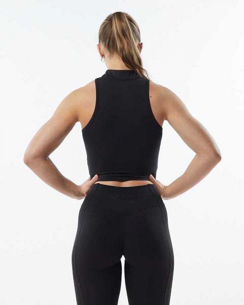 Dámské Tílko Alphalete Pulse Zip Černé | CZ-182674