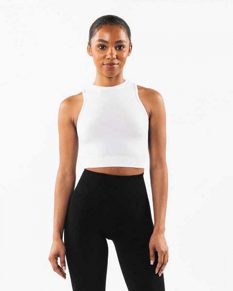 Dámské Tílko Alphalete Stratus Crop Bílé | CZ-907625