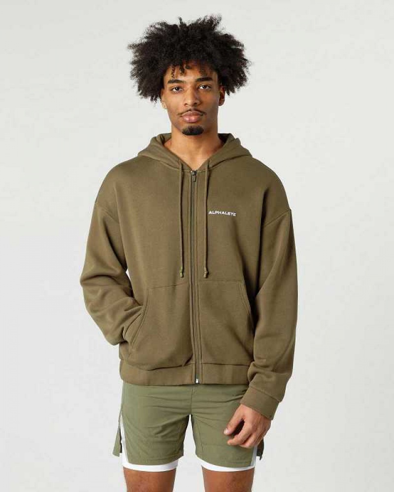 Pánské Bundy Alphalete Classic Full-Zip Zelene | CZ-308295