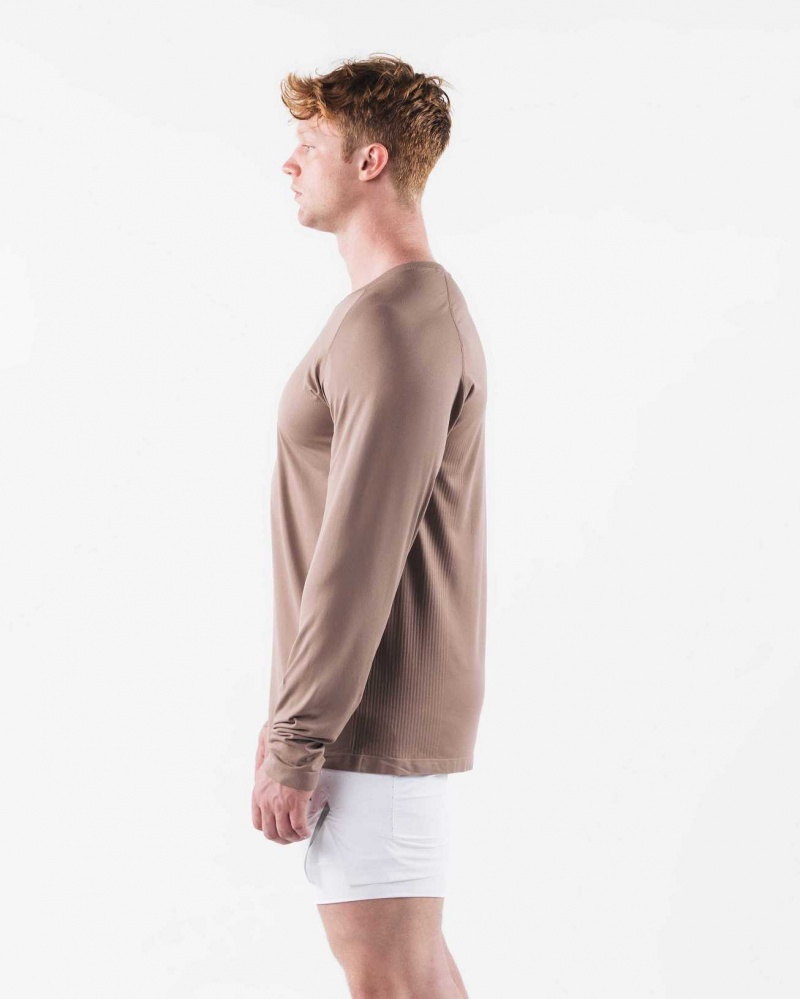 Pánské Košile S Dlouhým Rukávem Alphalete AA Airtech LS Hnědé | CZ-280371