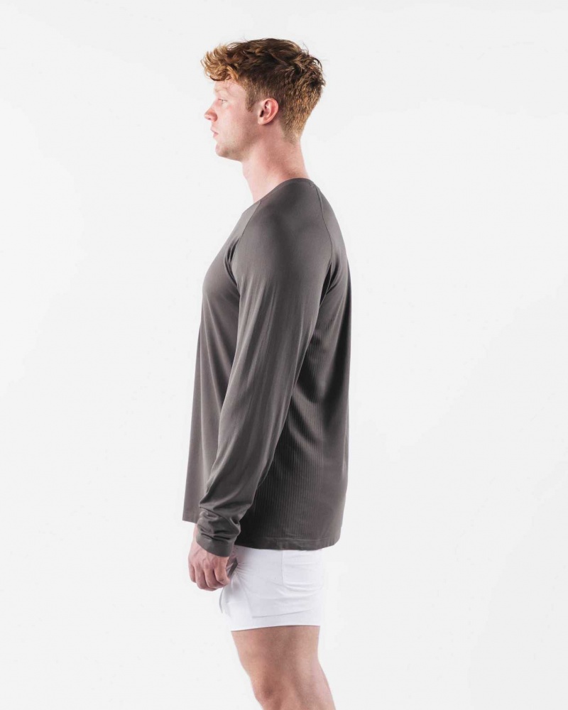 Pánské Košile S Dlouhým Rukávem Alphalete AA Airtech LS Šedé | CZ-073968