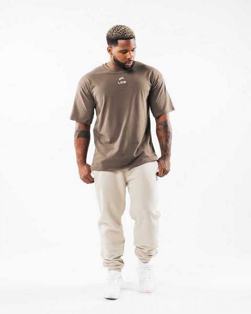 Pánské Košile S Krátkým Rukávem Alphalete Brushed Crest Hnědé | CZ-760298