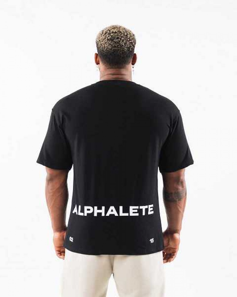 Pánské Košile S Krátkým Rukávem Alphalete Brushed Crest Černé | CZ-801753