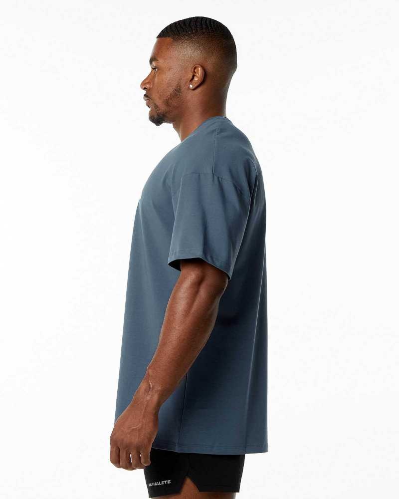 Pánské Košile S Krátkým Rukávem Alphalete Emblem Blankyt | CZ-981402