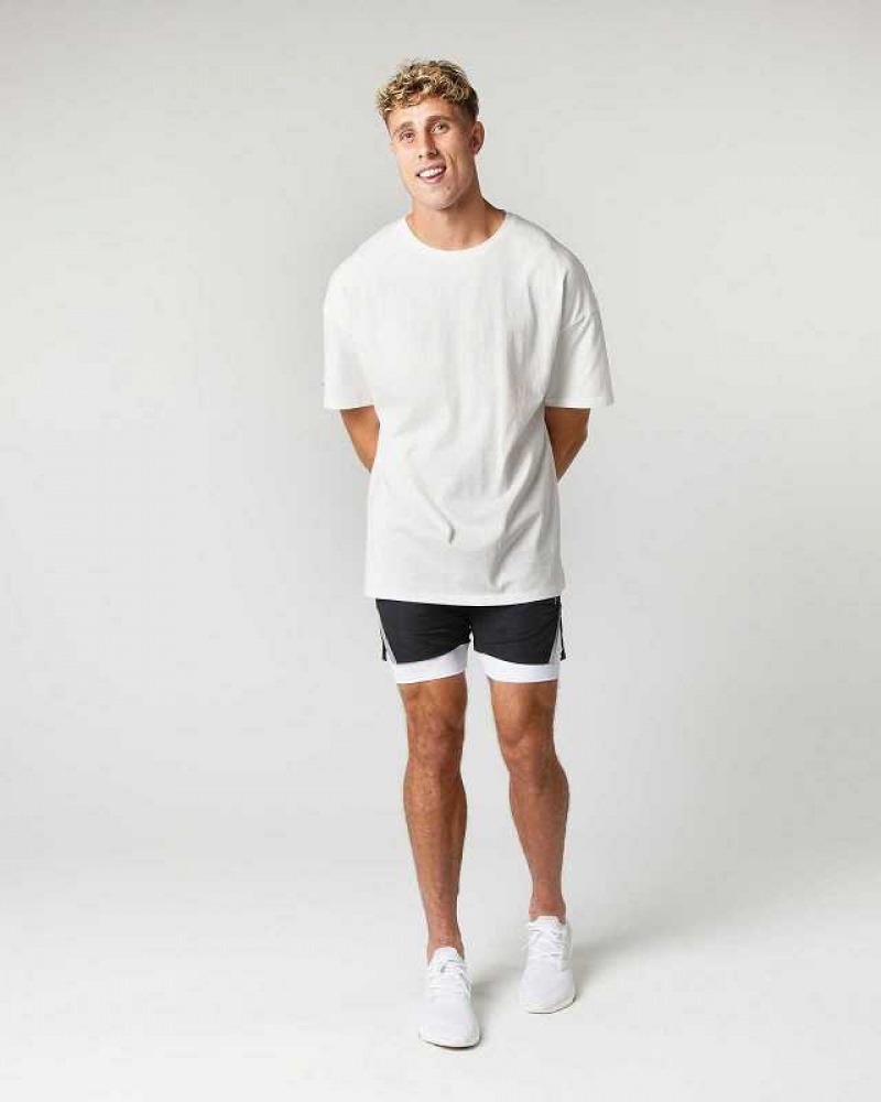 Pánské Košile S Krátkým Rukávem Alphalete Heavy Bavlněné Core Bílé | CZ-103549