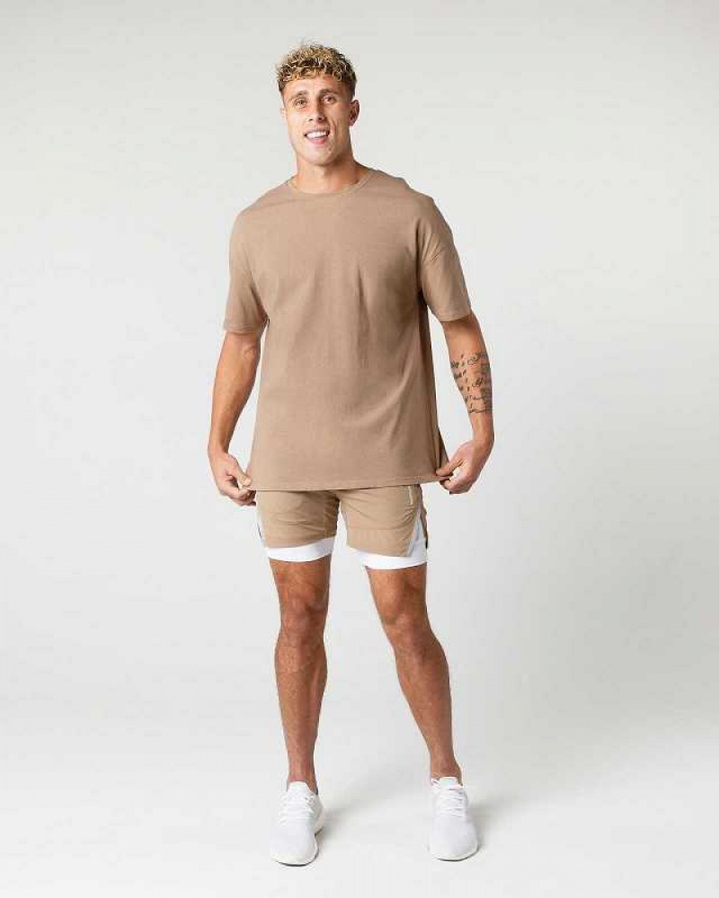 Pánské Košile S Krátkým Rukávem Alphalete Heavy Bavlněné Core Hnědé | CZ-397286