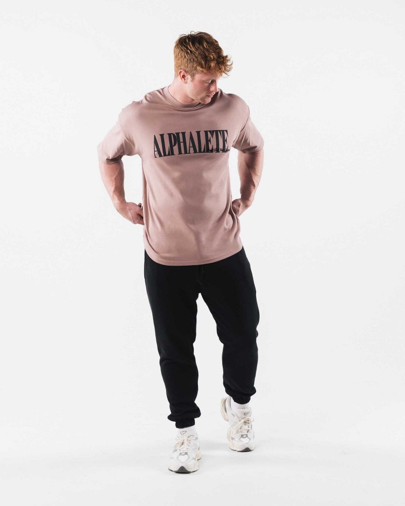 Pánské Košile S Krátkým Rukávem Alphalete Republic Hnědé | CZ-537821