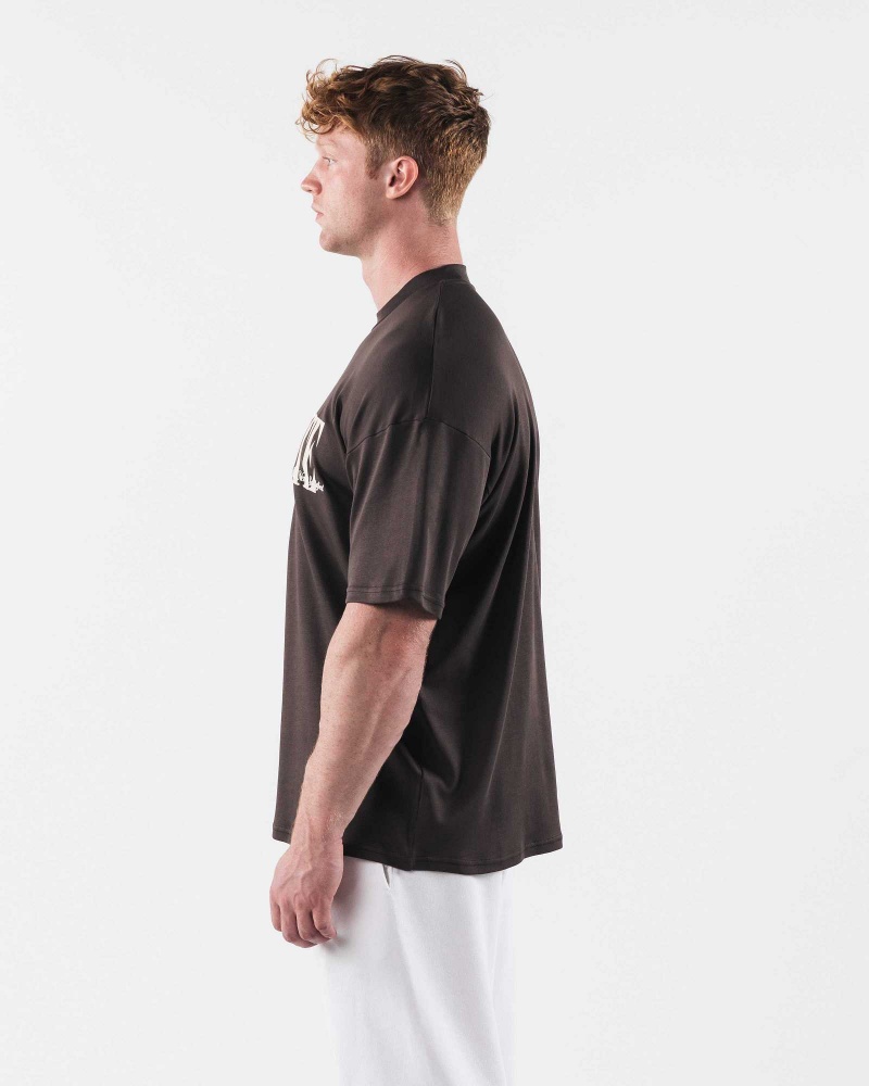 Pánské Košile S Krátkým Rukávem Alphalete Republic Hnědé | CZ-678239