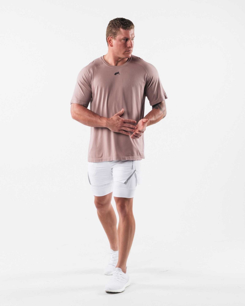 Pánské Košile S Krátkým Rukávem Alphalete Wolf Head Airtech Hnědé | CZ-917286