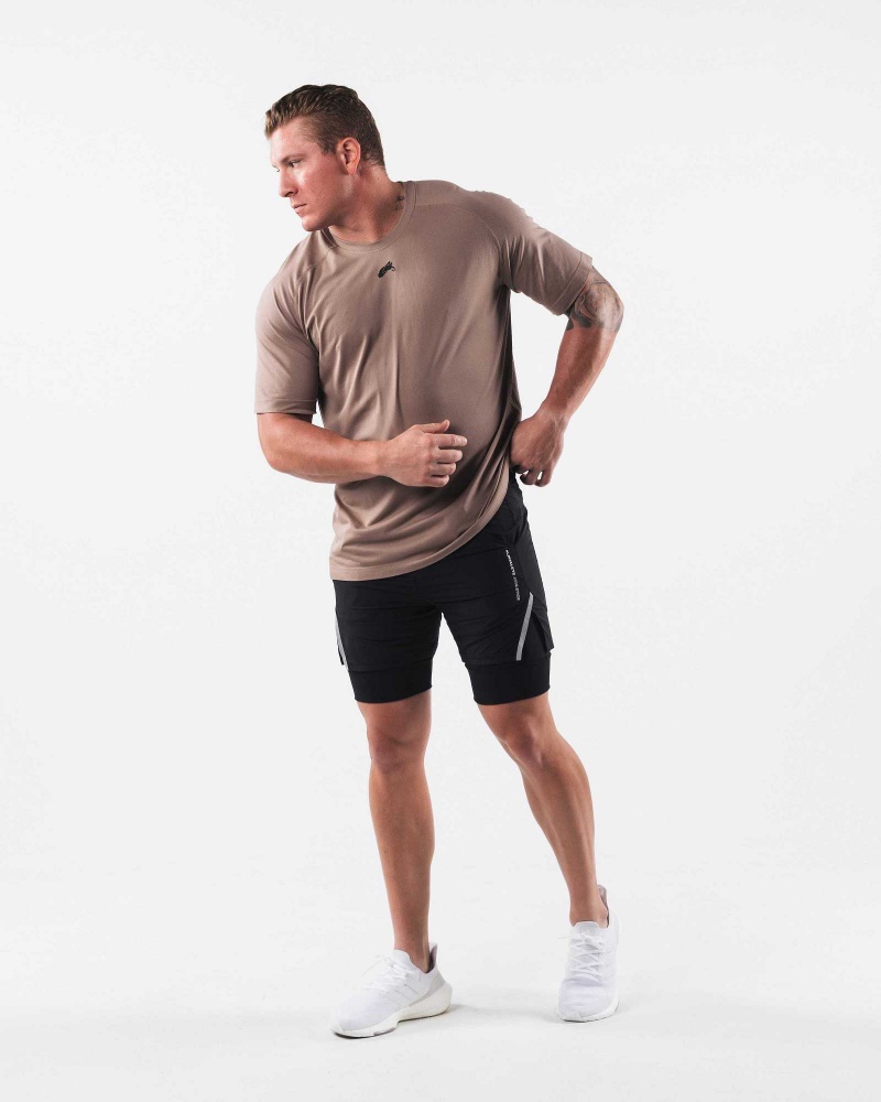 Pánské Košile S Krátkým Rukávem Alphalete Wolf Head Airtech Hnědé | CZ-731954