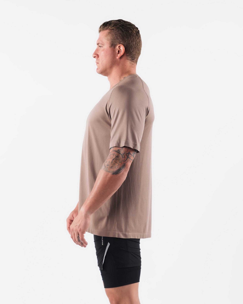 Pánské Košile S Krátkým Rukávem Alphalete Wolf Head Airtech Hnědé | CZ-731954